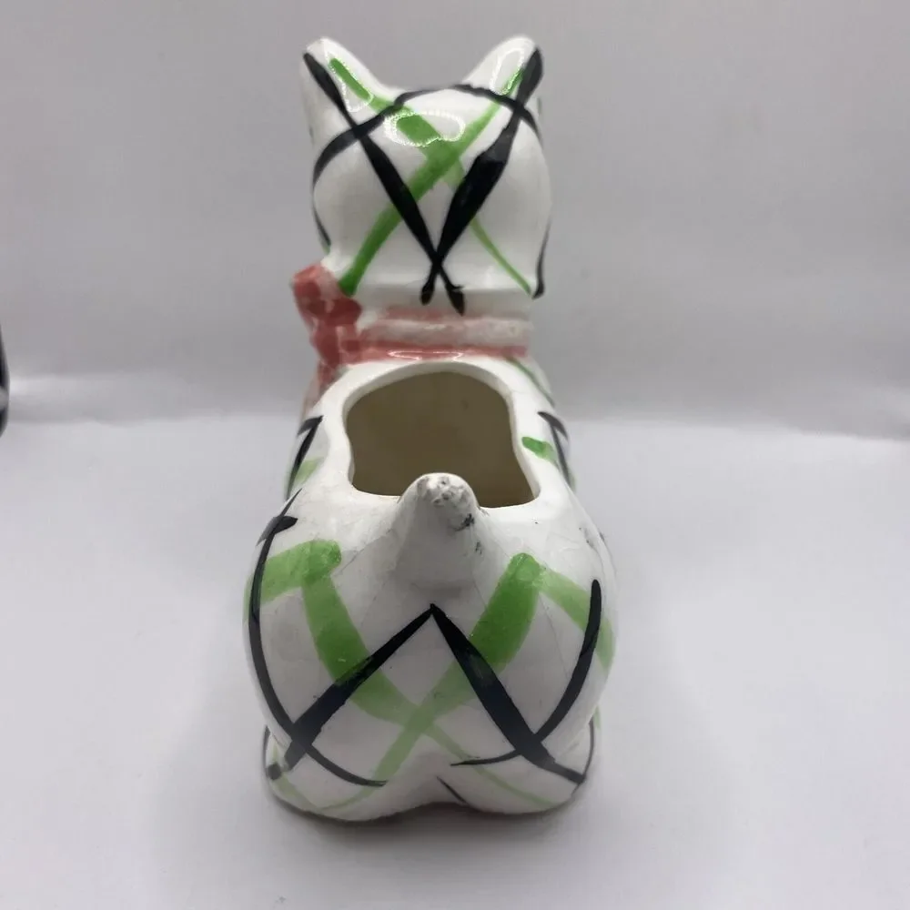 Vintage Japan Kitsch Patchwork Puppy Scottie Dog Planter Pot MCM 5